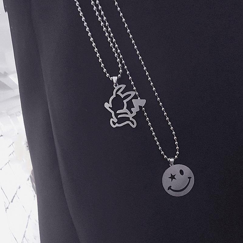 Edelstahl Punk Paar Halskette Anhänger im Cartoon-Stil