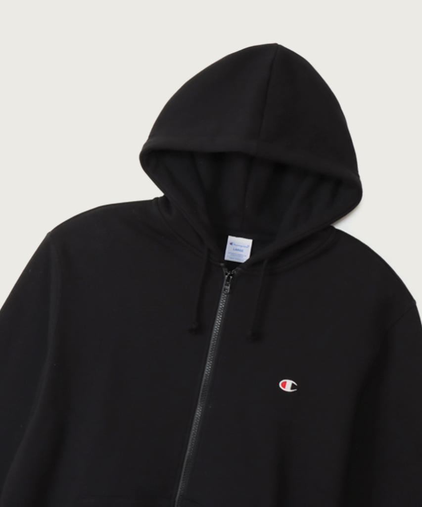 Champion Basic C Logo Regular Fit Zip-Up Hoodie Off Black
