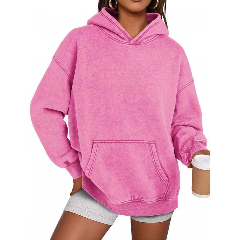 Women S Loose Fit Hooded Sweatshirt Casual Long Sleeve Solid Top