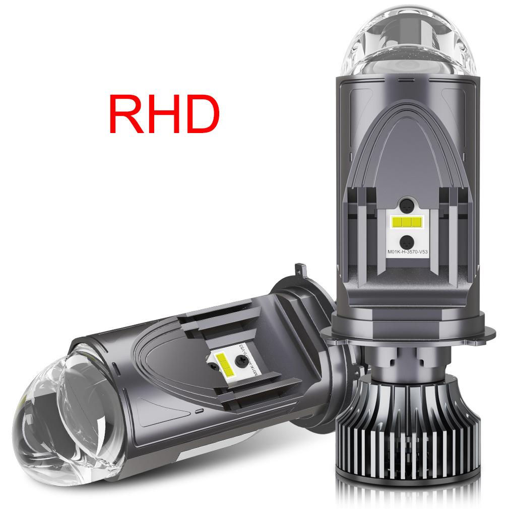2Pcs High Power Double Mini Lens H4 LED Headlight Bulbs Projector Head Lamp High/Low Beam 100W 60000LM 3 Chips, 2 for High Beam