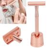 Zinc Alloy     Men Portable Brass Handle Double   Shaving   with Base for Face Grooming