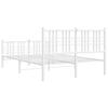 Metal Bed Frame with Headboard and Footboard White 120 X 190 Cm