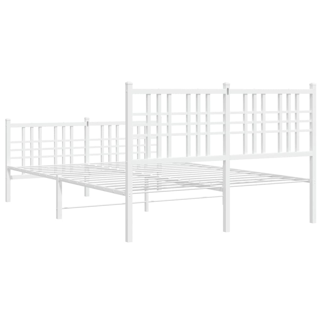 Metal Bed Frame with Headboard and Footboard White 120 X 190 Cm