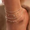 4pcs Set Sexy Fashion Moon and Star Cross Multilayer Anklet for Women Temperament Heart Summer Beach Foot Accessories Jewelry