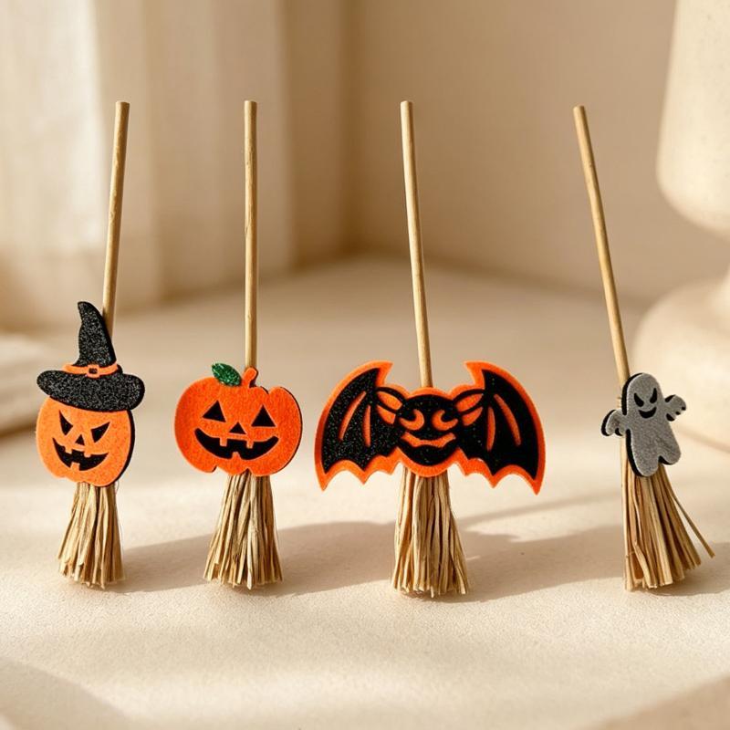 Halloween Pumpkin Bat Ghost Mini Straw Decor Food Grade Material for Home Halloween Party Table Decorations