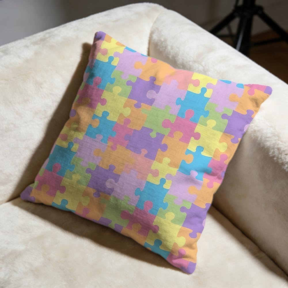 Puzzle Cushion Cover Soft Decorative Pillow Case Suitable for Bedroom Sofa Car Travel Use