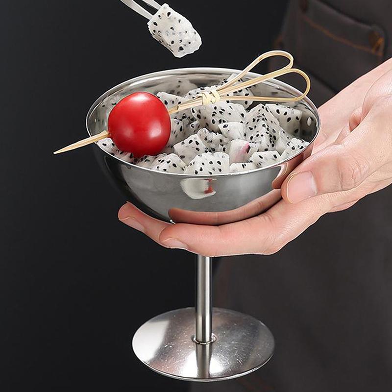 Coppetta da Dessert Retro con Piedino Alto in Acciaio Inossidabile 304 Contenitore di Lusso per Gelato Bicchiere da Cocktail per Hotel Ristorante Bicchiere per Budino