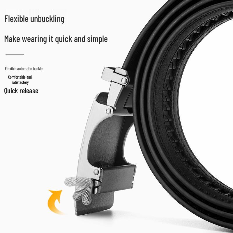 Men's Genuine Leather Automatic Buckle Belt - Business Casual Versatile Design