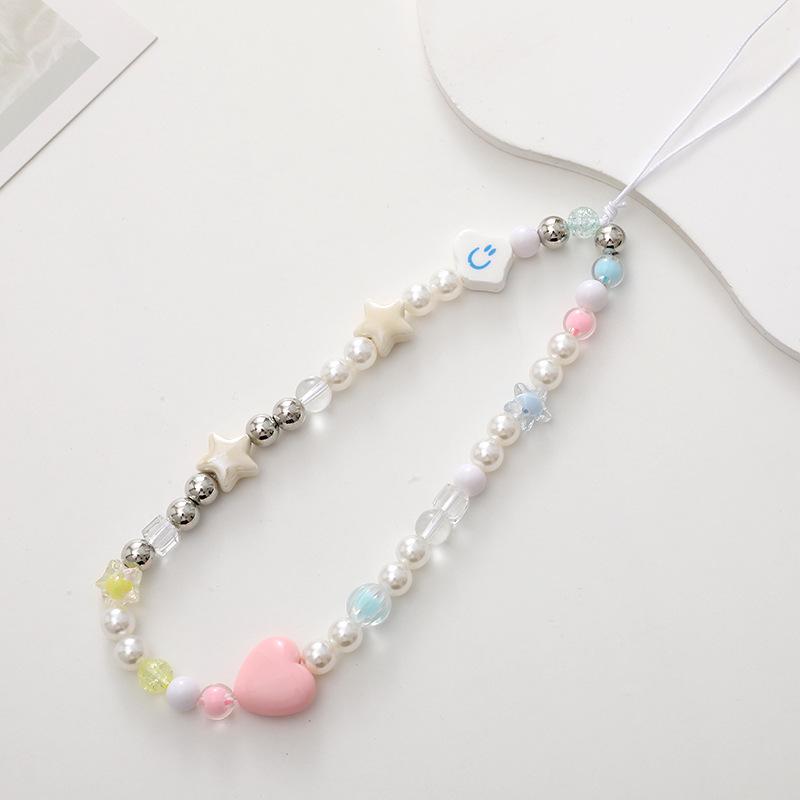 Colorful Cartoon Bear Mobile Phone Chain with Electroplating Grid Design