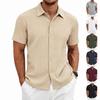 Mens European American Summer Jacquard Turn Down Collar Polo Shirt Business Casual