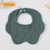Korean-Style Solid Color Gauze Baby Petal Bib, Soft 7-Layer Waterproof, All Cotton, Class A