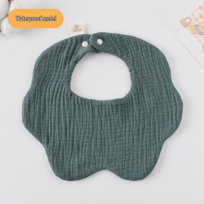 Korean-Style Solid Color Gauze Baby Petal Bib, Soft 7-Layer Waterproof, All Cotton, Class A
