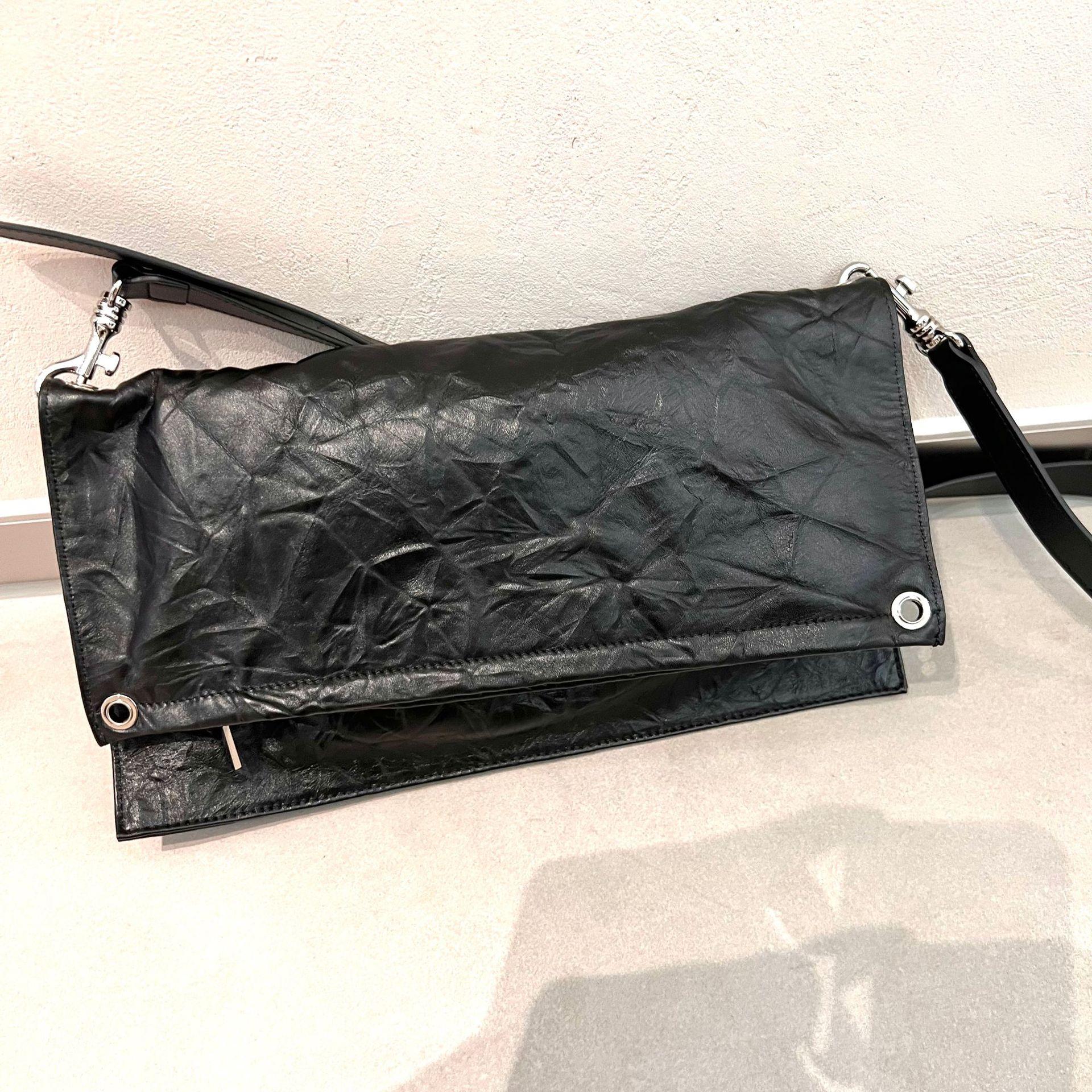 

Genuine Leather Women s Top Layer Cowhide Pleated Hand-scratched Single-shoulder Crossbody Handbag Double Shoulder Strap Pouch 35x33x12cm чёрный