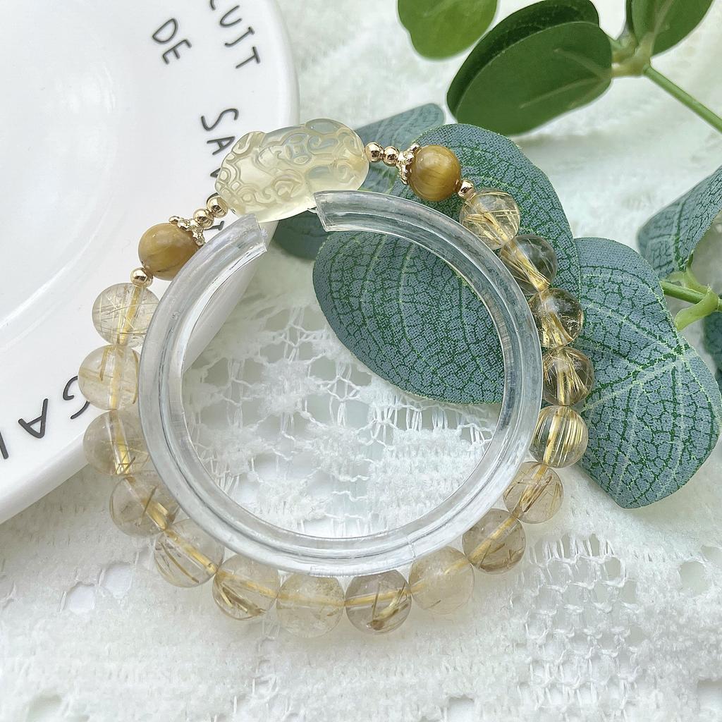 Natural Golden Hair Crystal Citrine Bracelet Lucky Transfer Pixiu Strawberry Crystal Bracelet To Give Girlfriends Gifts