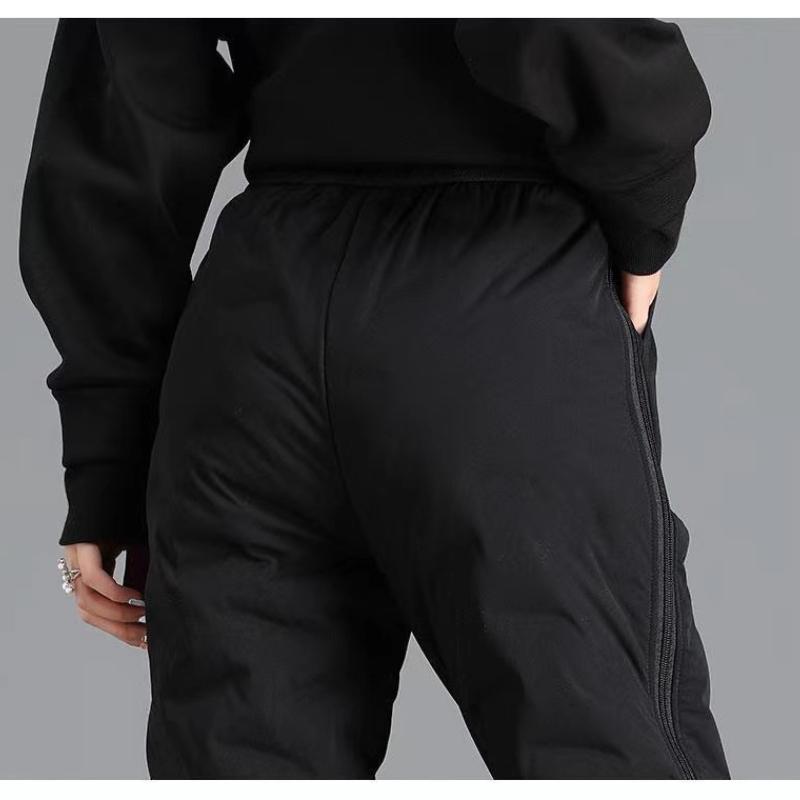 Women Winter Sports Pant Solid Color Elastic Waistband Leisure Versatile Pants Warm Comfortable Trousers