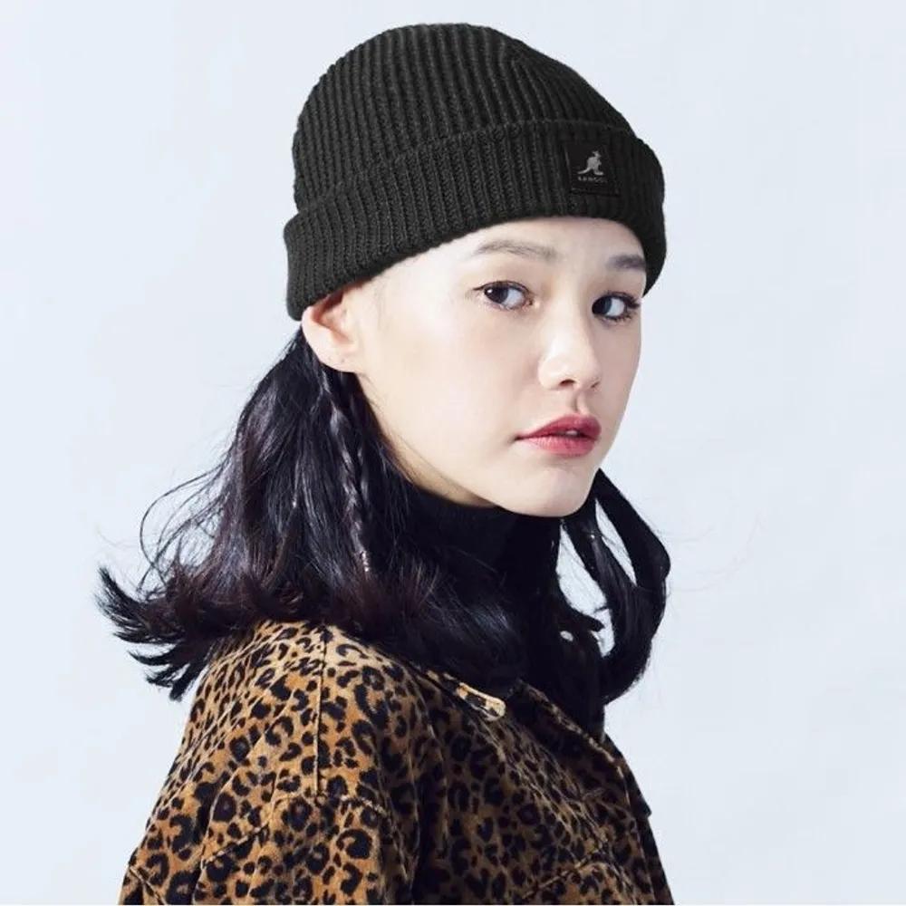 KANGOL Logo Patch Acrylic Pull-on Beanie BLACK