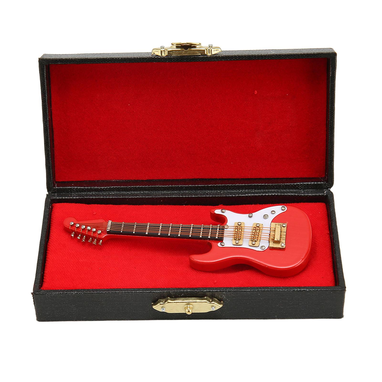 

Миниатюрная электрогитара красного и белого цвета, стильная, длина 3,9 дюйма, изысканная модель мини-гитары с коробкой красный