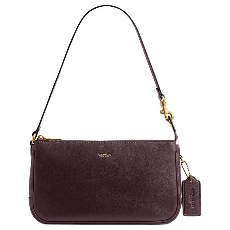 Coach Plaza 21 Metal Hardware Calf Leather Shoulder Bag Small Women's Red Currant