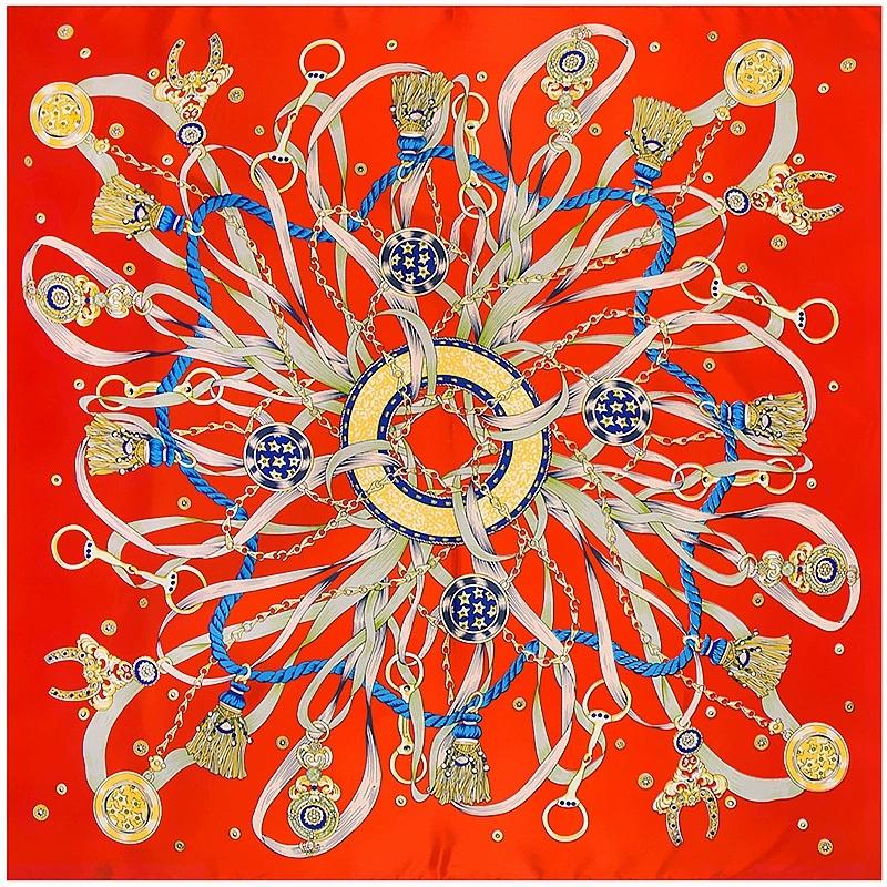 

130cm European American New Style Printing Large Square Scarf and Shawl Versatile Twill Silk Scarves For Women 130x130cm