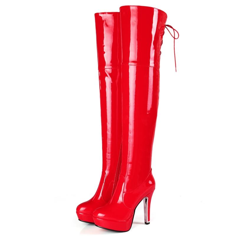 Fashion High Boots For Women Shoes Sexy Red Black Heels Winter Women's Over-the-knee Boots Platform Long Party Fetish Shoes Lady