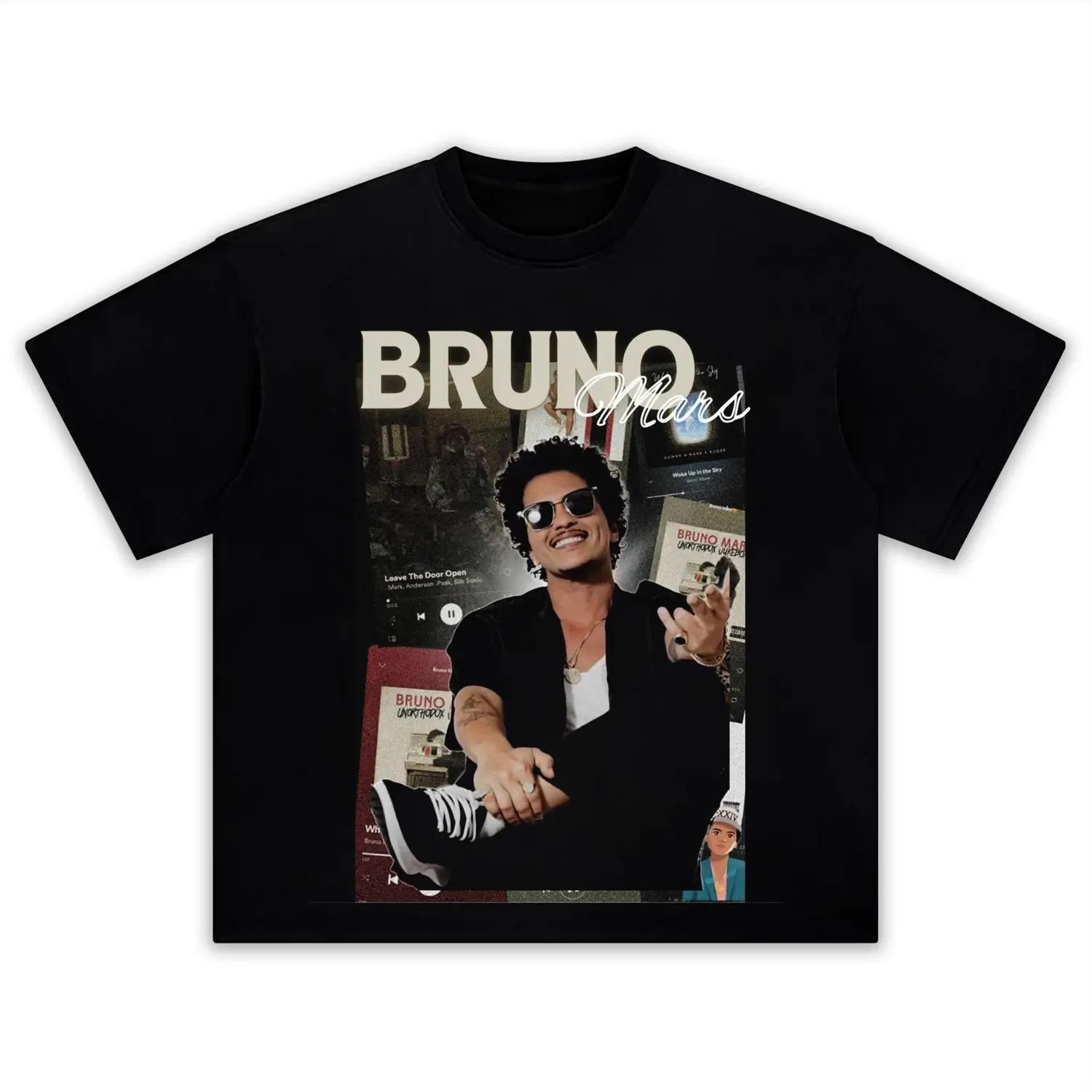 

singer Bruno Mars portrait graphics 100Cotton Tshirt Unisex 2026 New Summer Hip hop unisex Short sleeve casual shirt fan gifts M
