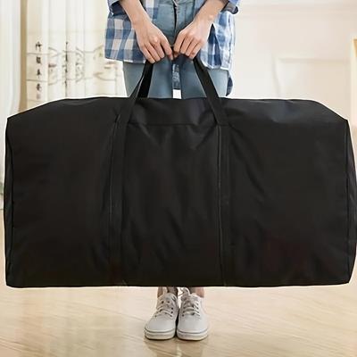 1pc Extra Large Heavy-Duty Storage Bag - Durable Black Duffle with Double Zippers & Reinforced Handles for Moving, Traveling, and Dorms