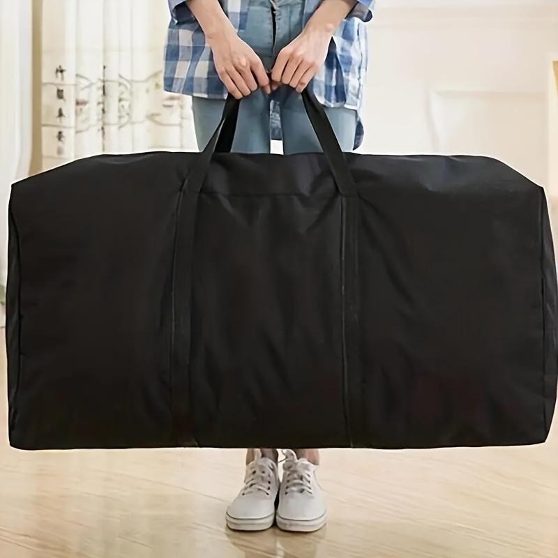 1pc Extra Large Heavy-Duty Storage Bag - Durable Black Duffle with Double Zippers & Reinforced Handles for Moving, Traveling, and Dorms