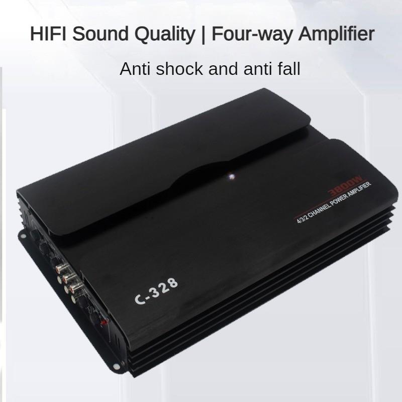 3800W 34*22*6CM 12V 4-Channel HIFI Car Amplifier Portable Car Audio System High Power Stereo Speaker