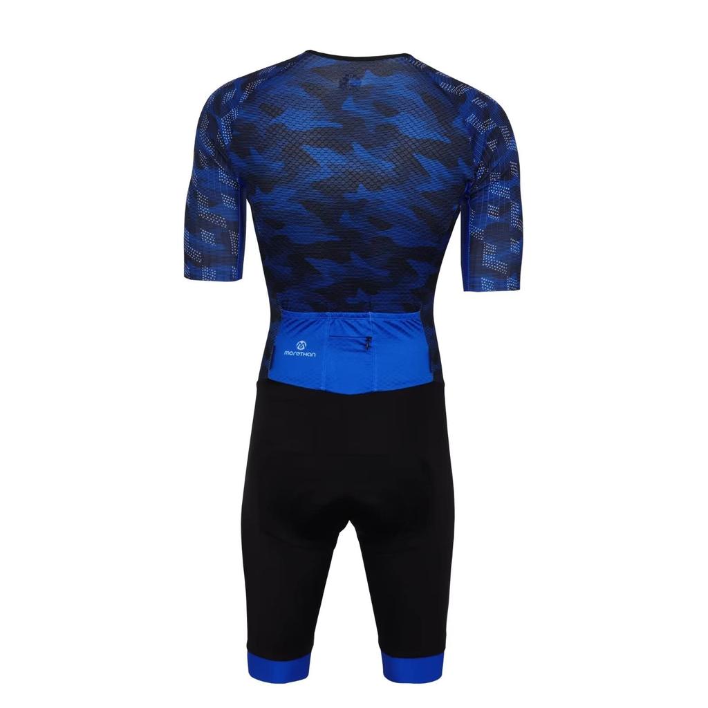 Morethan One Piece Cycling Jersey Skinsuit Chrono Suit Short Sleeve Dark 2XL Men's HVP-025, Blue,