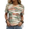 Women's T Shirt Print Graphic Geometric Striped Vintage Stylish Classic Short Sleeve Crew Neck Regular Tops