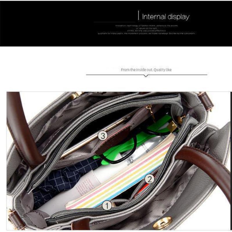 Johnature Luxury Handbag Fashion Large Capacity Women Bag Soft Leather Casual Tote Solid Color Shouler Messenger Bags