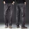 Winter Fleece Herren Jeans Klassisch Locker Gerade Warm Verdickt Hosen Business Casual Samt Elastisch Denim Hosen Übergröße 42 44