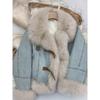 Women's Fur Collar Denim Jackets  Warm Long Sleeved Plush Blue Coat Autumn Winter Retro Faux Fur Loose Thick Overcoat