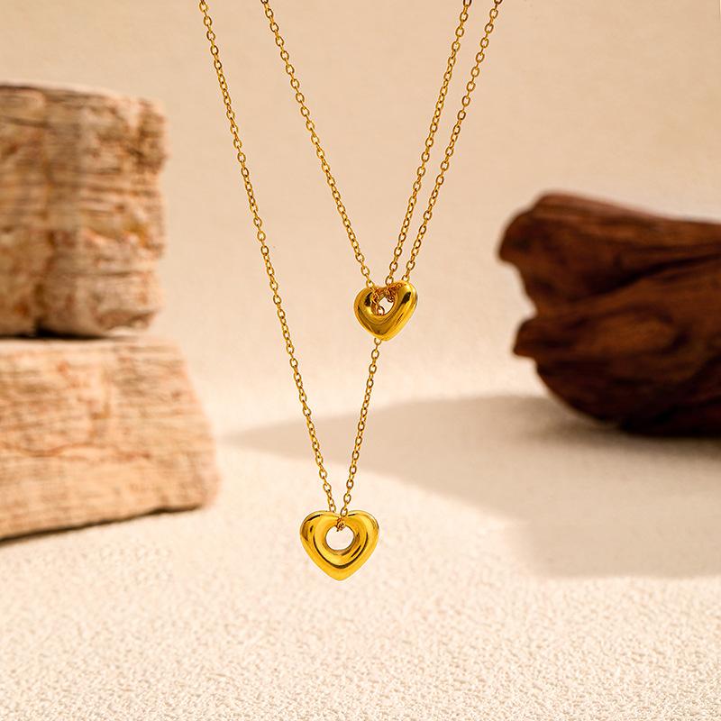 Stacked Love Titanium Steel Necklace Women's Light Luxury High-end Sense Collarbone Chain Does Not Fade Neck Chain Stainless Steel Sweater Chain Neckl
