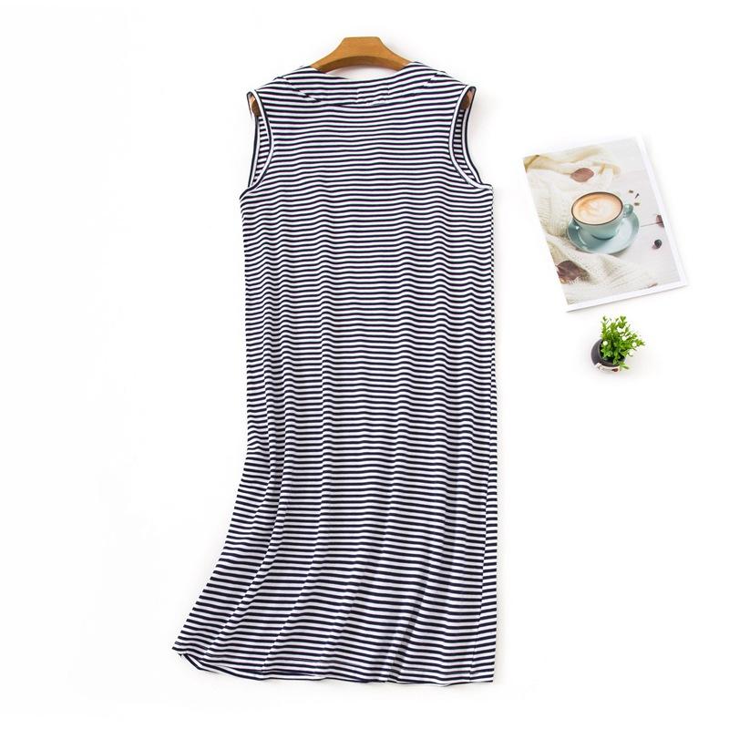 Striped Vest Dress Pajamas Women Cotton Large Size Summer Korean Style Basic Classic Loose Casual Chic Sleeveless Home Wear Trend
