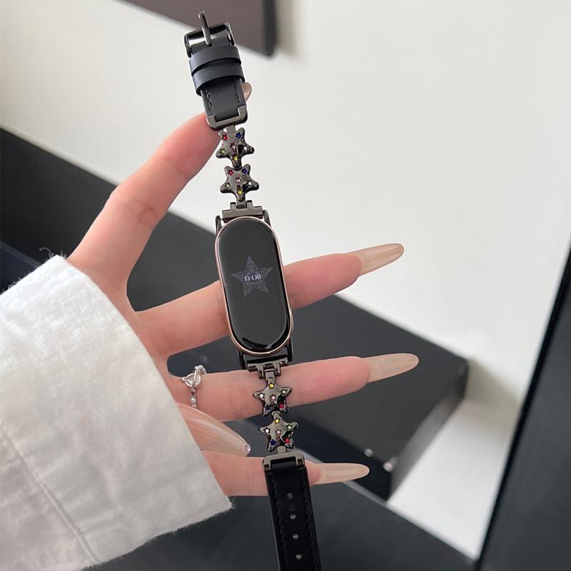 Luxury Leather Butterfly Strap For Xiaomi Mi Band 9 8 Smartwatch Band For Mi Band 8 9 Pro Sport Bracelet Wristband Replacement Red Mi Watch 4 Strap