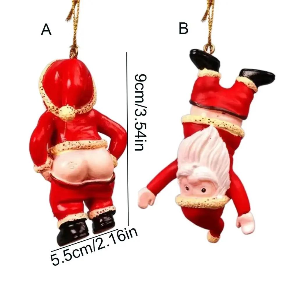 Resin Santa Bare Butt Pendant Christmas Tree Ornaments Navidad 2025 New Year Home Party Decoration Naked Santa Hanging Gift Toy