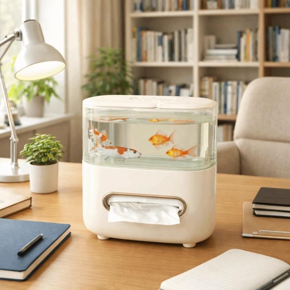 Cutie de șervețele antiderapantă Acvariu transparent pentru birou Cutie de depozitare multifuncțională Dormitor