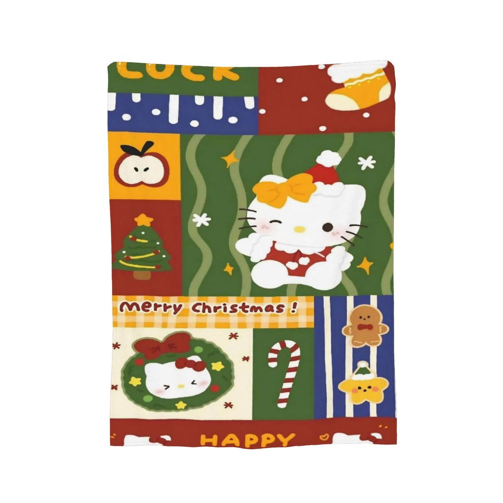 Hello Kitty Halloween Knitted Blanket Bats Ghost Plush Throw Blankets Home Couch Personalised Soft Warm Bedspreads,