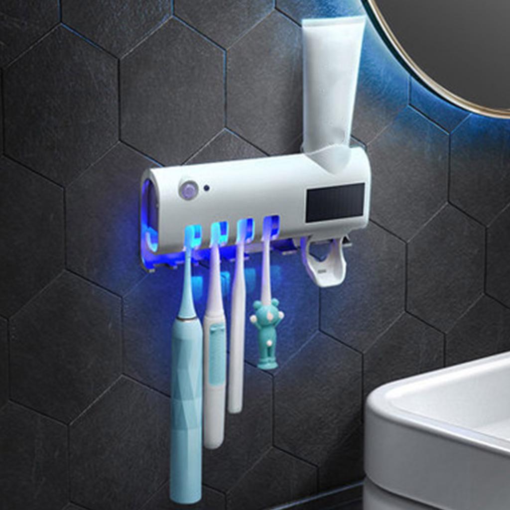 UV Toothbrush Holder with 1200mAh Battery Smart Induction Wall Mount Toothbrush Rack USB Charging