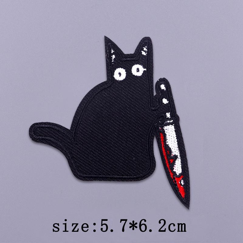 Animal Holding a Knife Patch Iron On Patches On Clothes Stripe Badge Embroidery Patches For Clothing Cartoon Patch For Clothes
