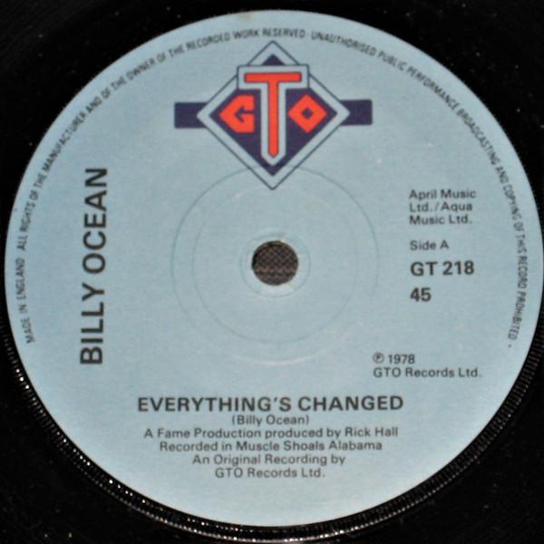 

7inch Record BILLY OCEAN - Everything s Changed GT218 GTO 1978 UK Soul/Funk Used