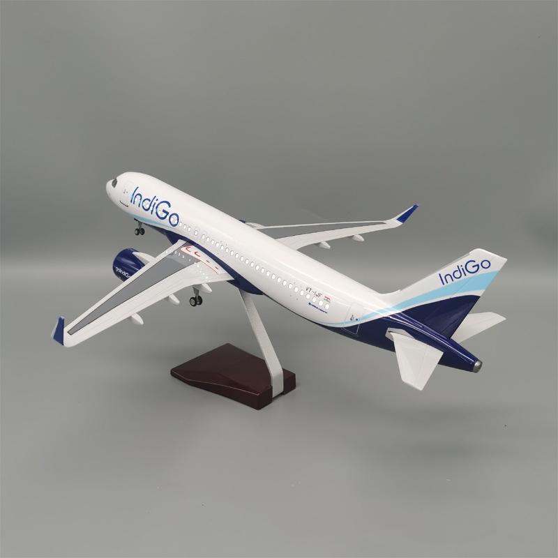 Die-cast Resin Aircraft Model 1/80 Scale 47cm 320 Airplane A320 NEO Indigo A320 Indian Airlines Light Model with Landing Gear