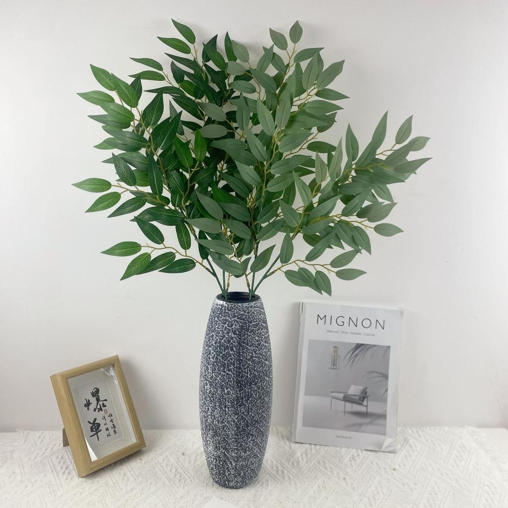 20pcs Direct Sales Simulation Green Plant Leaf Silk Screen Printing Single Branch Binary 18 Mesh Willow Leaf Home Outdoor Decoration