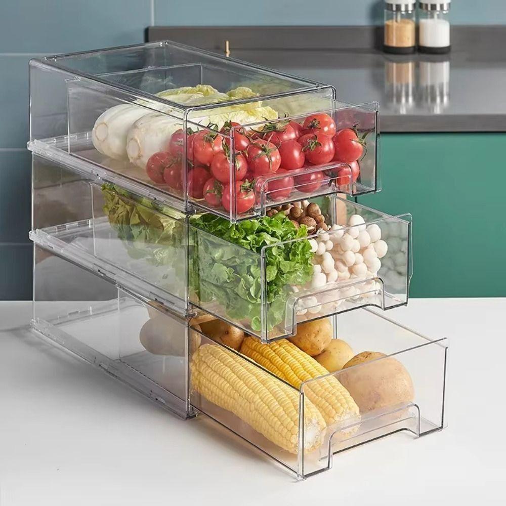 Stackable Food Drawer Organizer Large Capacity Cosmetic Display Case  Fruit