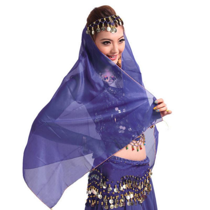 Copricapo Danza del Ventre Donna Fascia Scarf Headpiece Chiffon con Monete Costume da Ballo