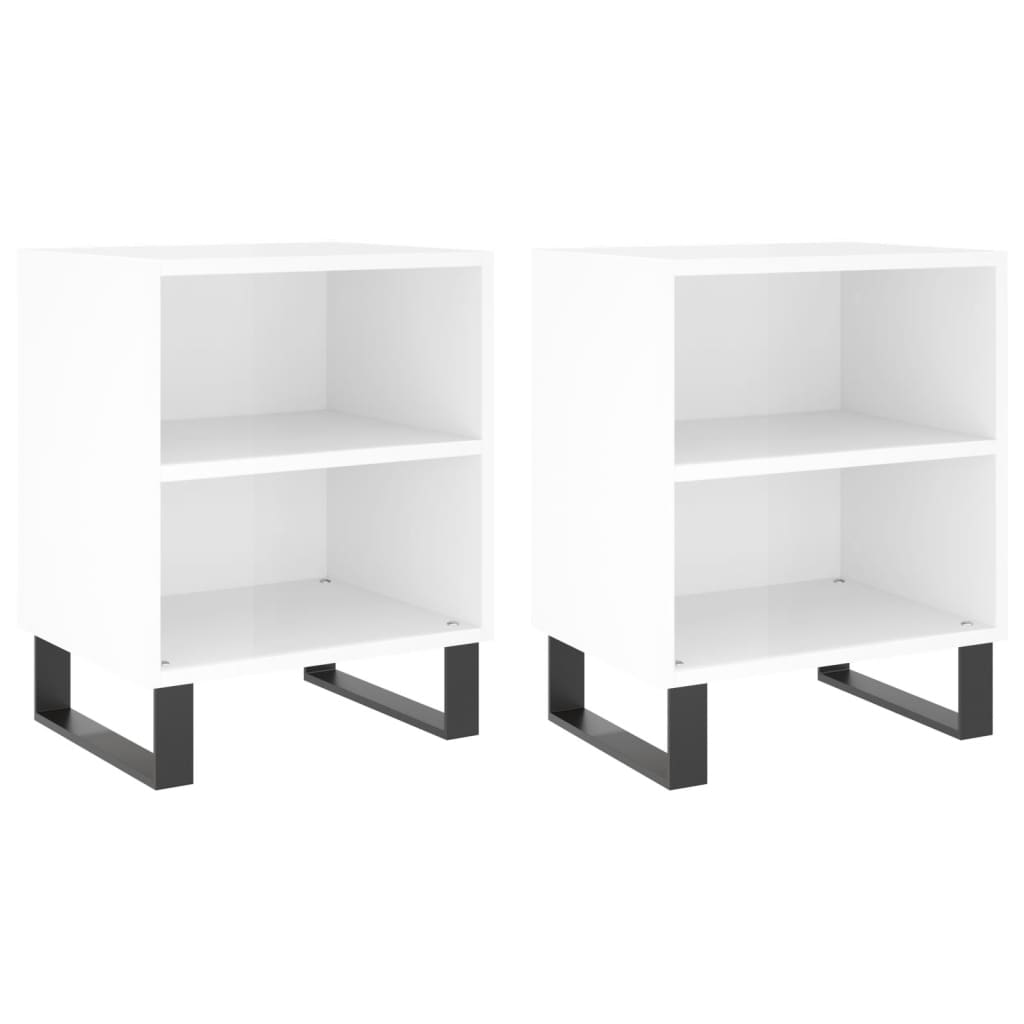 Nightstands 2 pcs High Gloss White 40 x 30 x 50 cm Particleboard
