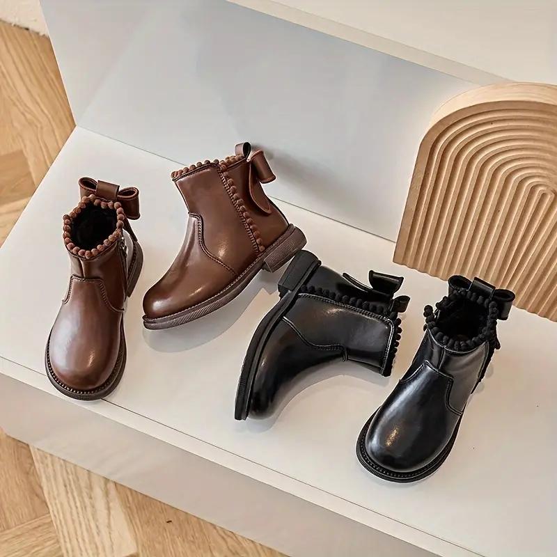 Bottes décontractées de couleur unie et antidérapantes pour filles, bottes confortables et chaudes antidérapantes pour l'hiver