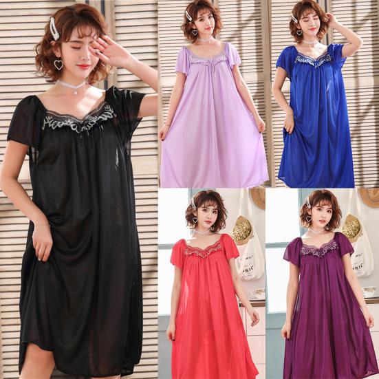 Sexy Wome Pustende Oversized Kortermet Midi Nattkjole Natttøy Pyjamas