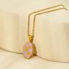 European and American Sweet Plated 18k Gold Love Purple Dripping Oil Irregular Pendant Necklace Women Do Not Fade Stainless Steel Jewelry